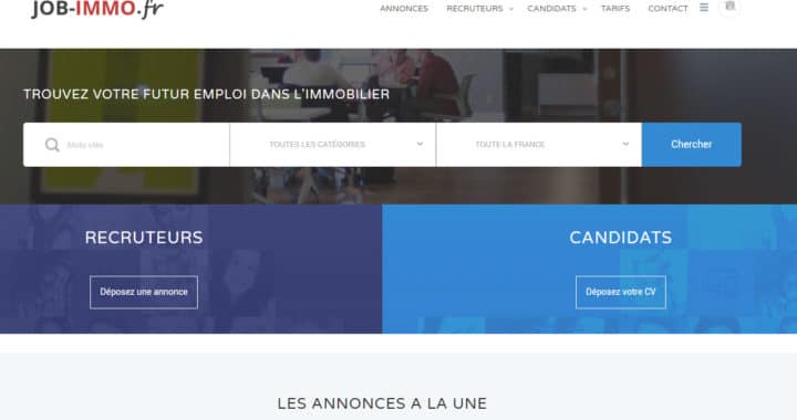 capture écrna du site d'emploi job-immo.fr